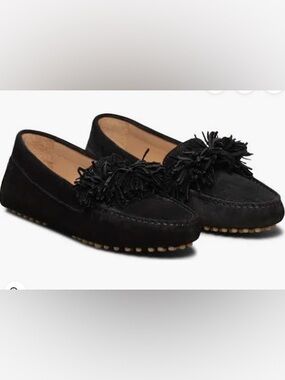 M. Gemi Felix’s Pom Pom Black Suede Moccosin size 6.5